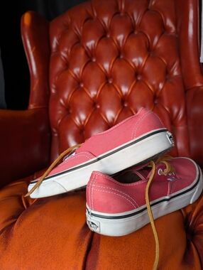 Vans Pink Canvas Low-Top Sneakers with White Soles